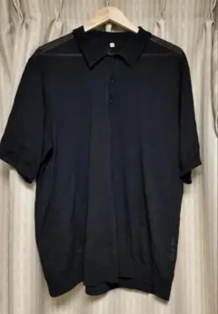 MUJI Labo 紳士　コットンハイゲージニットポロ　XL 黒のサムネイル