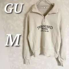 GU ヘビーウェイトスウェットグラフィックプルオーバー　裏起毛　ハーフジップ　M