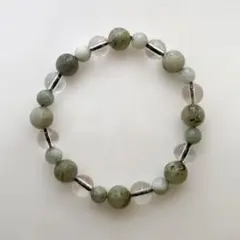 ラブラドライト×翡翠×水晶　ブレスレット　ハンドメイド