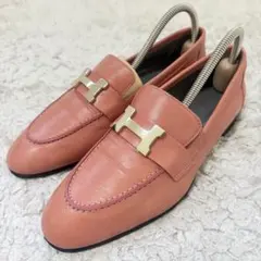 超レア／HERMES モカシン パリ ピンク ローズ H金具 36のサムネイル