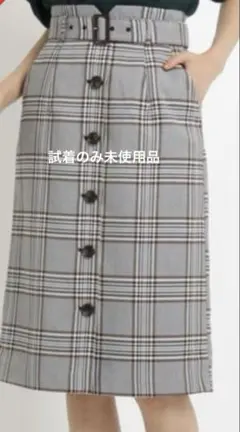 AG by aquagirlボタン付きタイトスカート グレーチェック柄　M