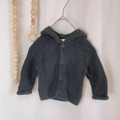 next baby フード付き カーディガン ダークグレー 70 .1361