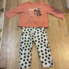 オレンジTシャツと水玉レギンスセット 95