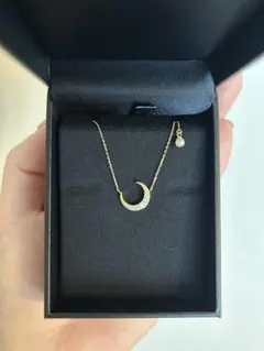 LKサロン 月ミニネックレス 18KYG 天然ダイヤ