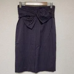 【JUSGLITTY】美品　ネイビー ストライプ リボン付き タイトスカート　M