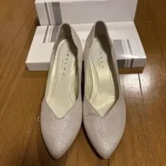 MELMO ラメ入りピンクポインテッドトゥパンプス　23㎝
