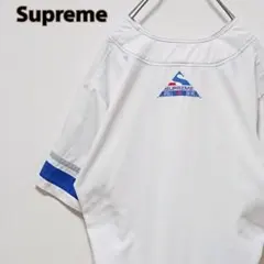 希少 シュプリーム ワッペン ロゴ ホワイト リンガー ベースボール シャツのサムネイル