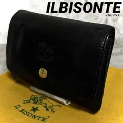【人気品！】イルビゾンテ ILBISONTE コンパクトミニ財布 黒 レザー
