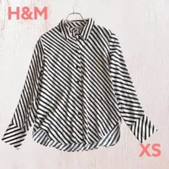 送料無料　H &M ストライプブラウス　白　黒　XS 大きめのサムネイル