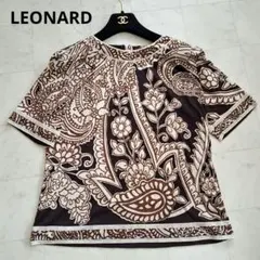 【美品】レオナール LEONARD 半袖トップス カットソー ペイズリー柄 美品>レオナール 半袖カットソー ペイズリー柄 コットン100% サイズ42