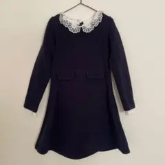 フォーマルネイビー レース襟 ワンピース