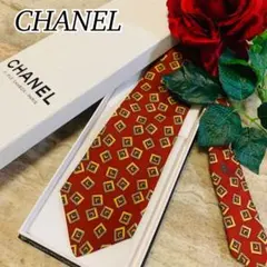 N607 シャネル 総柄 シルク 高級 幾何学 フォーマル ネクタイ メンズ