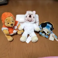 ディズニーのぬいぐるみ３点セット　ミッキー・プーさん・スティッチ