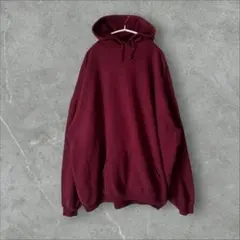 古着無地プルオーバーフーディパーカーバーガンディ裏起毛2XL相当アメカジトレンド