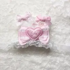 うさ耳ヘッドドレス ヘッドドレス ぬい服 うさぎ リボン ベビーピンク ドットのサムネイル