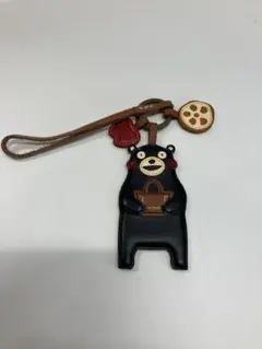 genten くまモン レザー チャーム キーホルダー 本革 コラボ【4103】