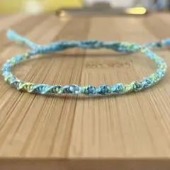 ミサンガ ブレスレット　アンクレット　ブルー　グリーンイエロー　ハンドメイド