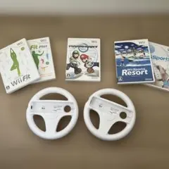 【匿名配送】Wiiソフト5本とハンドル2個セット