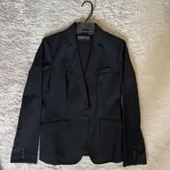 INDIVI ブラック シャドーストライプ スーツジャケット（M）