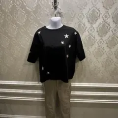 gleam グリーム 星柄 プリント Tシャツ ブラック Mサイズ ショート丈のサムネイル