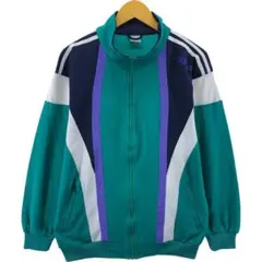 80-90s adidas ベロア調 トラックジャケット 紫ミント ポルトガル製