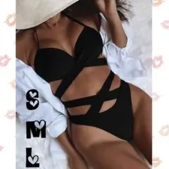 【M】新品　レディース　水着　クロスビキニ　ブラック　黒　お洒落　大人っぽい♡