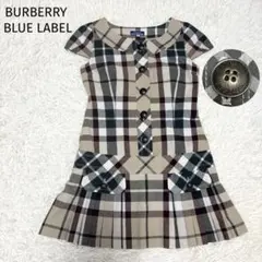 ✨美品✨ バーバリーブルーレーベル　ノバチェックワンピース　プリーツ　ロゴボタン
