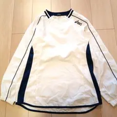 asics ウォームアップウェア 長袖 ホワイト/ネイビーM358番