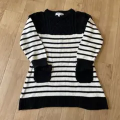 グローバルワーク　S ボーダー　ニット　ワンピース　リボンポケット　綿100%