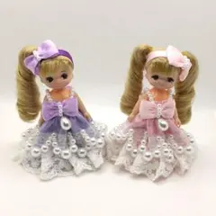 ミキちゃんマキちゃん服 ドレス 紫色&ピンク色・パールのサムネイル