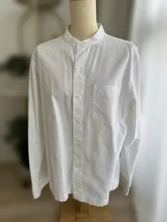 無印良品 綿100％ 白シャツ S バンドカラー