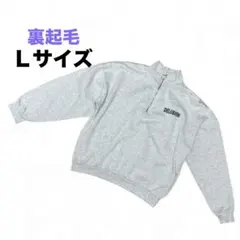 ★美品★ジップアップ裏起毛トレーナー 国旗刺繍 薄グレー 冬 Ｌサイズ
