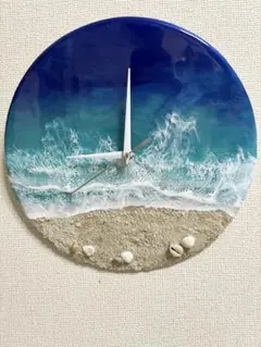SALE！海レジンアート〜シェル型壁掛け時計 波の時計】受注制作/レジン