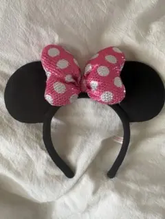 ミニーマウス ミニー　カチューシャ ピンク　水玉　スパンコール