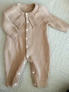 リブ編み 襟付きロンパース 3-6ヶ月