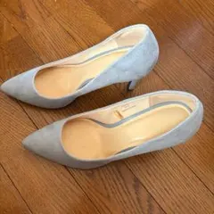 グレー スエード ポインテッドトゥ ハイヒール