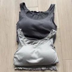 無印　リブ　ブラタンクトップ2枚