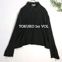 トクコプルミエヴォル ハンドステッチシャツ ジャケット 麻 レーヨン ブラックのサムネイル