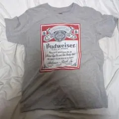 【US古着】Budweiser グレー TシャツL企業ロゴ
