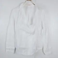 【バッカ　BACCA】白のざっくりVカットネックシャツ　シンプルデザインシャツ