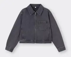 美品　GU デニムジップアップブルゾン　ダークグレー