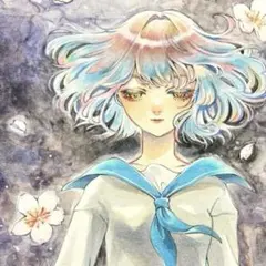 イラスト【花筏】 オリジナル ✦水彩・コピック