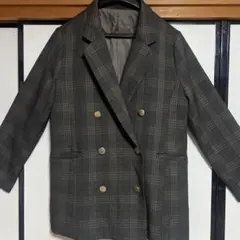 グレー チェック柄 ダブルブレストジャケット