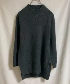 indivi ウール　ハイネック　ニット　チュニック　ゆったり　38 グレー