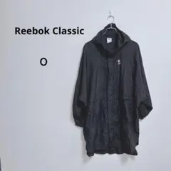 リーボック ナイロンパーカー Ｏ ブラック ロング丈 バックプリント 薄手