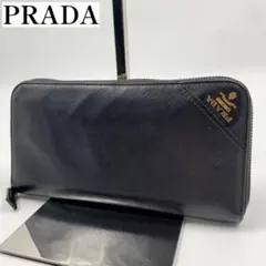 【✨美品✨】プラダ ラウンドジップウォレット サフィアーノ ブラック IC内蔵のサムネイル