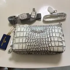 【新品タグ付】moda principe クロコ型押し2WAY白バッグ