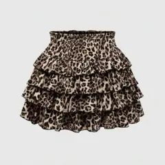 ROMWE J-Fashioヒョウ柄レオパード ラッフルヘムスカート Sサイズ
