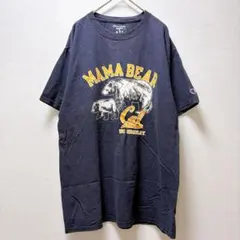 チャンピオン 半袖Tシャツ クルーネック プリント M L 紺 綿 カジュアル
