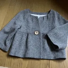 本日中お値下げ　ノーカラージャケット ウール65% グレー系 ツイード風　38